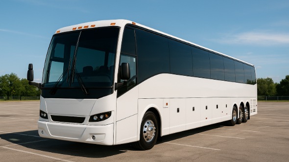 Exterior of Charter Bus Company Merced's 50 Passenger Charter Bus in Merced