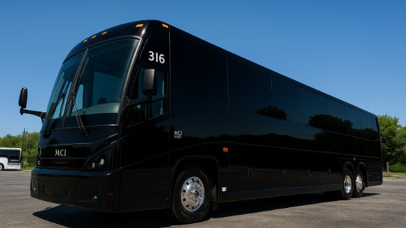 Exterior of Charter Bus Company Merced's 54 Passenger Charter Bus in Merced