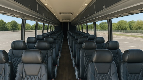 Interior of Charter Bus Company Hanford's 56 Passenger Charter Bus in Hanford