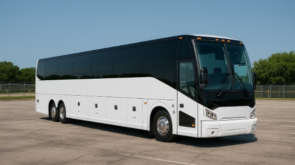 Exterior of Charter Bus Company Merced's 56 Passenger Charter Bus in Merced