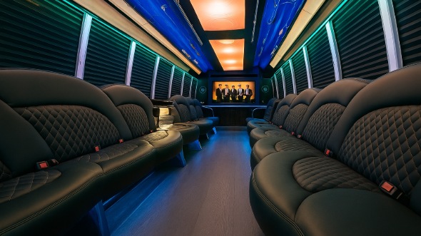 Interior of Charter Bus Company Hanford's Party Bus in Hanford