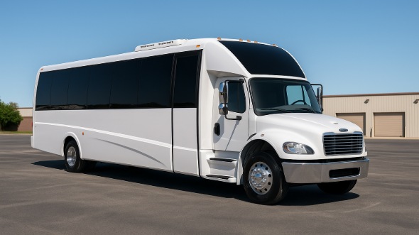 Exterior of Charter Bus Company Merced's Party Bus in Merced
