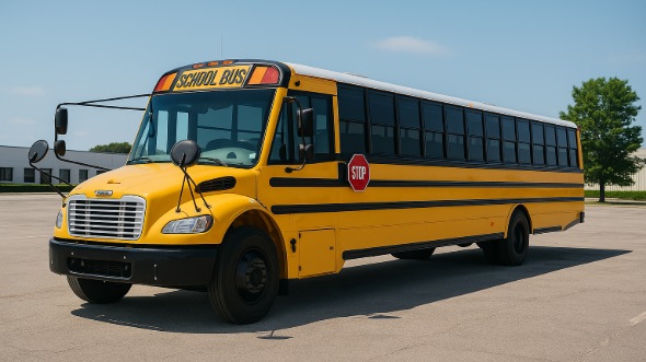 Exterior of Charter Bus Company Hanford's School Bus in Hanford