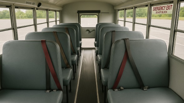 Interior of Charter Bus Company Merced's School Bus in Merced