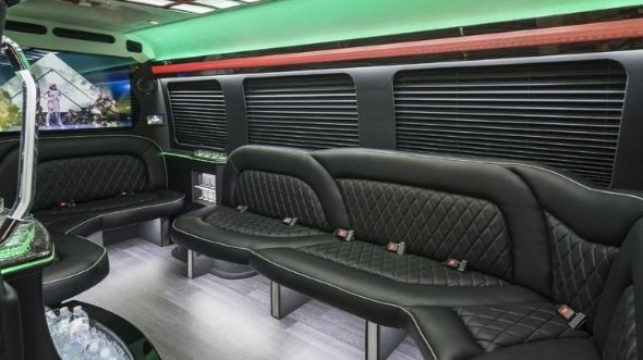 Interior of Charter Bus Company Hanford's Sprinter Limo in Hanford