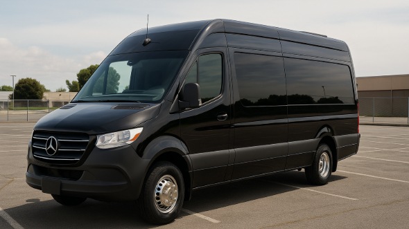 Exterior of Charter Bus Company Merced's Sprinter Limo in Merced
