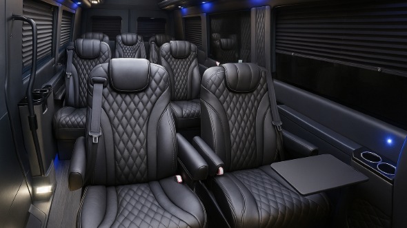 Interior of Charter Bus Company Clovis's Sprinter Van Rental With Driver in Clovis